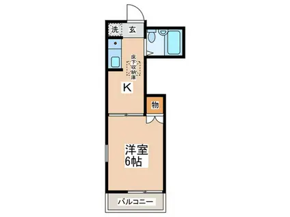 ベルヴェ霞台II(1K/1階)の間取り写真