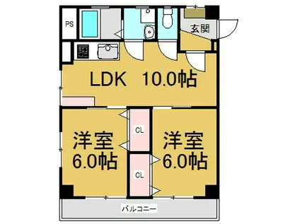 メゾンKARI(2LDK/3階)の間取り写真