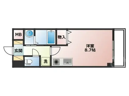 ウィスタリア新北野(ワンルーム/9階)の間取り写真