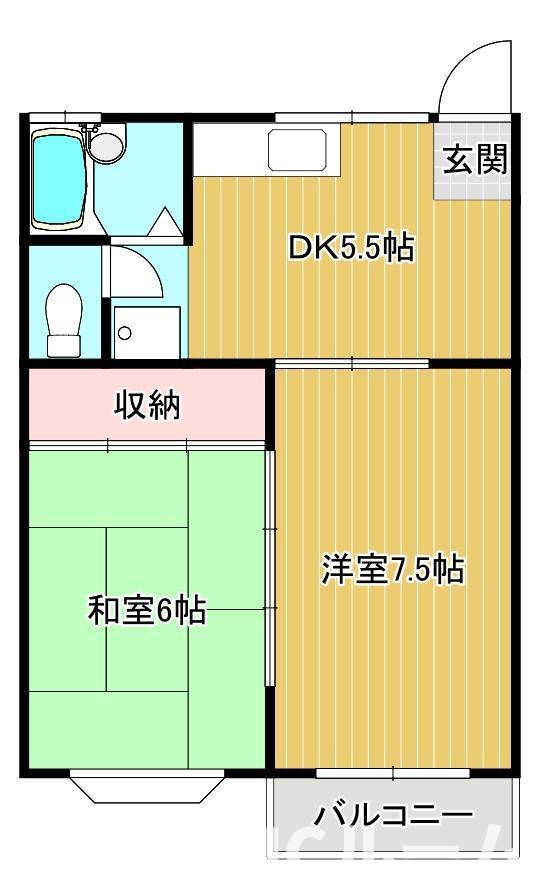 コーポサンフラワー(2DK/2階)の間取り写真