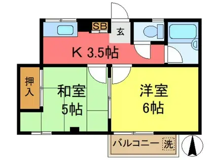 メゾン西小岩(2K/3階)の間取り写真