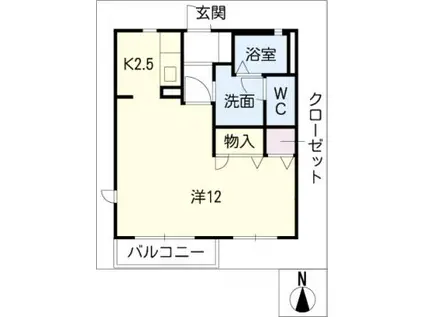 アビーロード(1K/1階)の間取り写真