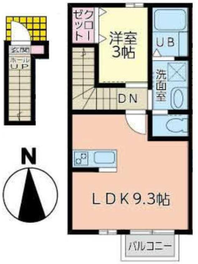 FAB南仙台(1LDK/2階)の間取り写真