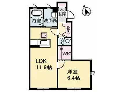 シャーメゾン際波C(1LDK/1階)の間取り写真