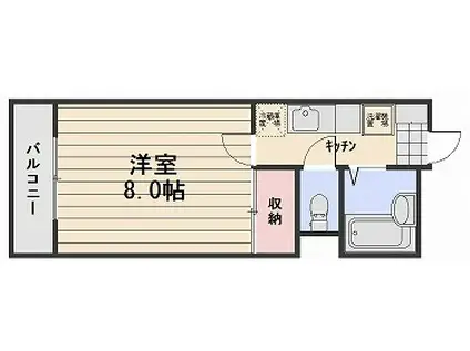 ミラドール今II(1K/1階)の間取り写真