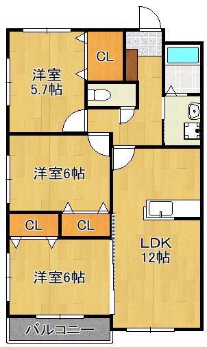 プレステージ加奈陀III(3LDK/3階)の間取り写真
