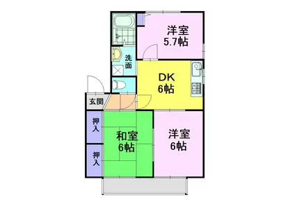 プライムコートA.B.C(3DK/1階)の間取り写真