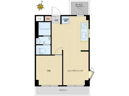 フラッツミマサカ(1LDK/3階)の間取り写真