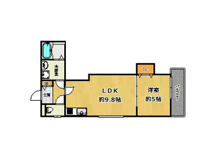 セレニティ田川北A(1LDK/1階)の間取り写真