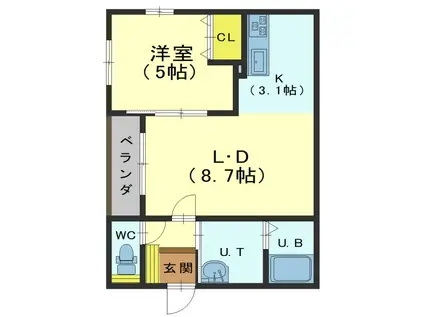 柏木町30番 マンション(1LDK/4階)の間取り写真