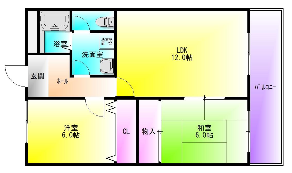 ボナールシャトー(2LDK/4階)の間取り写真
