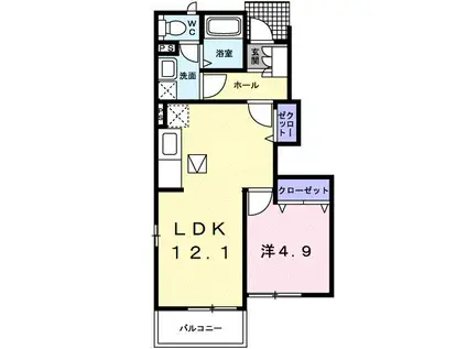 カナーレII(1LDK/1階)の間取り写真