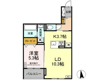 CLASSEUM仙台小田原 D棟(1LDK/2階)の間取り写真