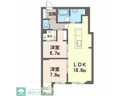 ウィズプラス大船(2LDK/1階)の間取り写真