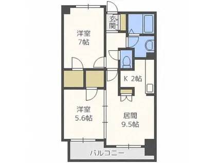 グレイスコート北18条(2LDK/8階)の間取り写真