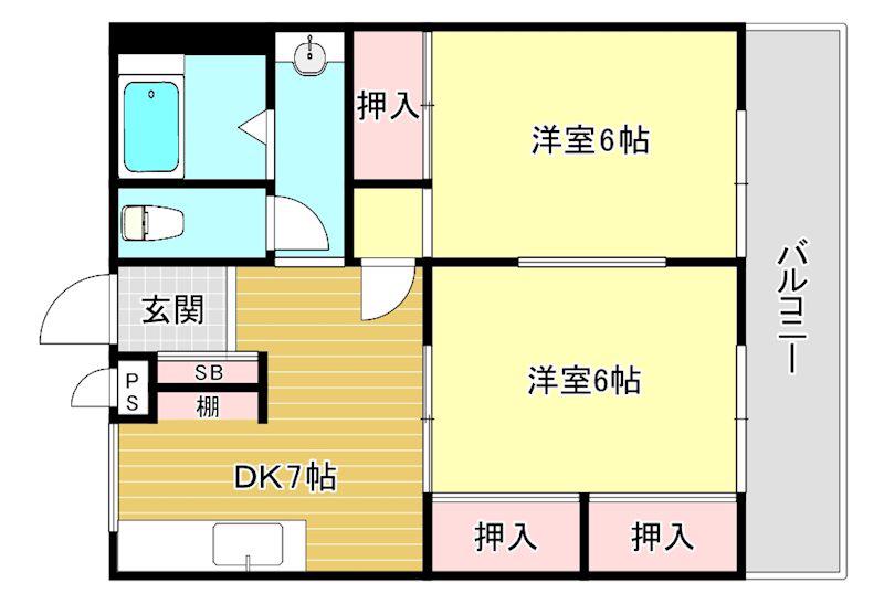 パークヴィラ(2DK/3階)の間取り写真