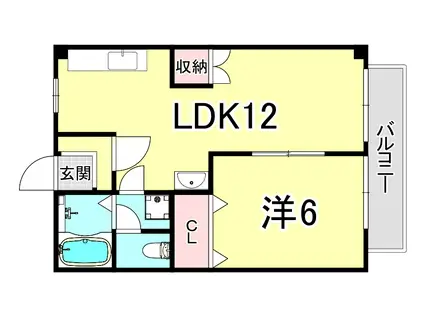 ドミール桃山I(1LDK/1階)の間取り写真
