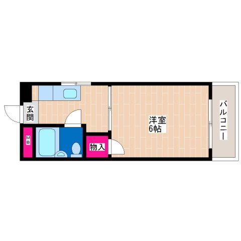 シャルマン加美東(1K/4階)の間取り写真