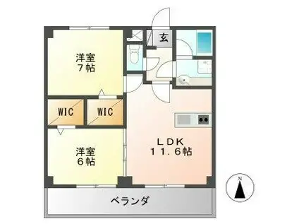 コーポM(2LDK/3階)の間取り写真