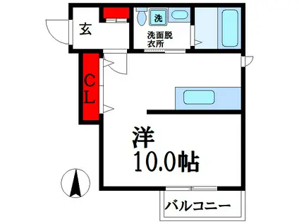 ハーモニーアベニュー(ワンルーム/2階)の間取り写真