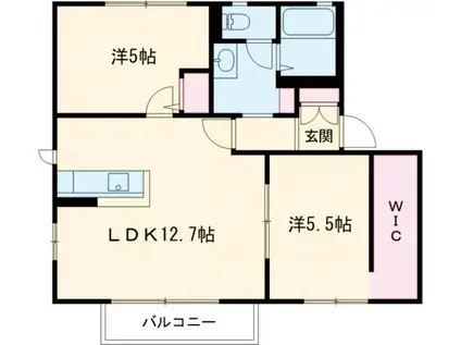 花ぞ野ローズガーデンH棟(2LDK/2階)の間取り写真