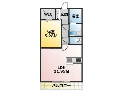 JOUER 美園(1LDK/1階)の間取り写真