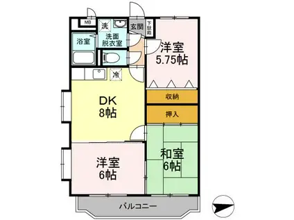 サンローゼ三島(3DK/3階)の間取り写真