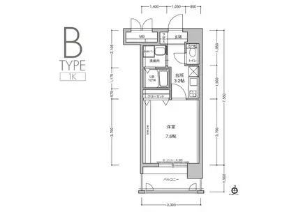 アクタス西公園アーバル(1K/4階)の間取り写真