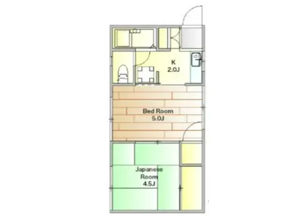 ハイツエス(2K/2階)の間取り写真