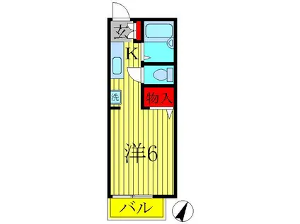 ヴェリガンドゥ(1K/2階)の間取り写真