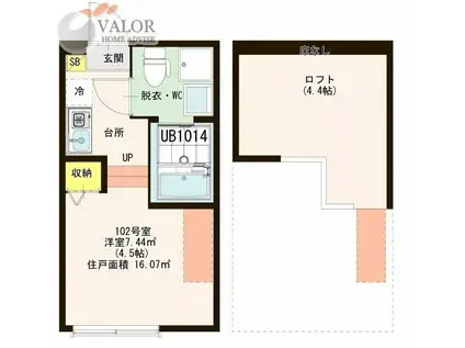 アクティ上大岡(ワンルーム/1階)の間取り写真