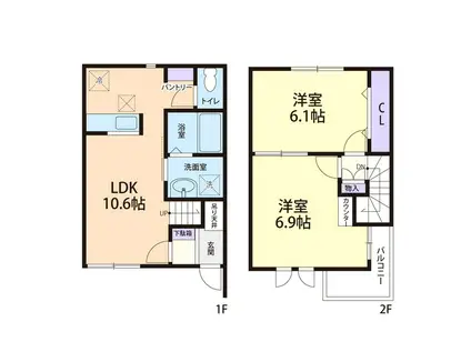ボヌール(2LDK/1階)の間取り写真