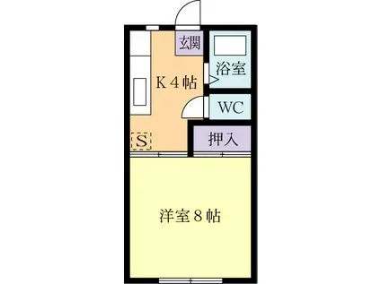 シルクハイツ(1K/1階)の間取り写真