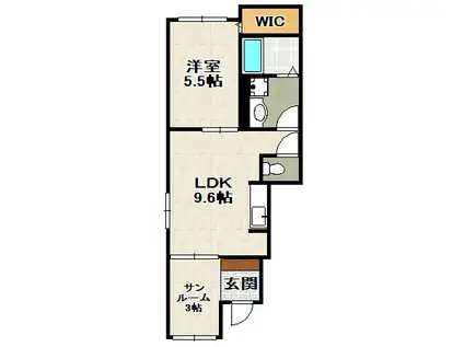 クラージュ宝塚(1LDK/1階)の間取り写真