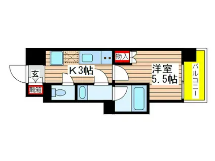 カーサアルマーレ(1K/6階)の間取り写真