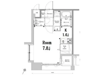 エンクレスト博多GATE(1K/13階)の間取り写真