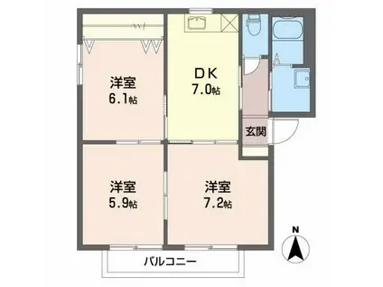 バリュージュ・バリュー(3DK/2階)の間取り写真