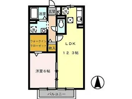 リヴェール北御座C棟(1LDK/1階)の間取り写真