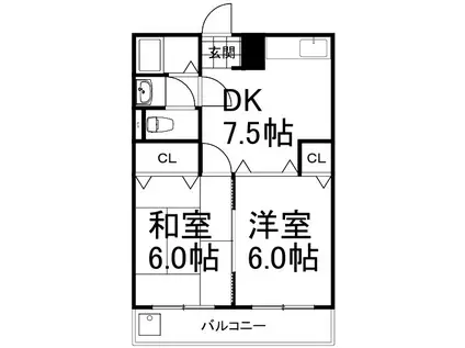香里大西コーポ(2DK/2階)の間取り写真