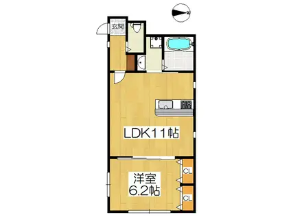 F&233LICIT&233 ノース HILLS BIS(1LDK/1階)の間取り写真