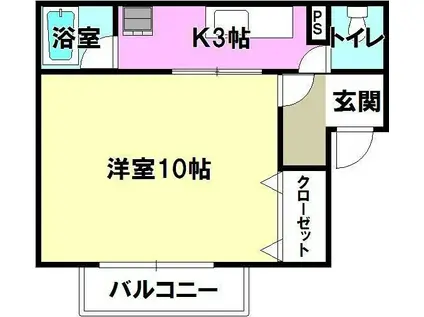 アーベインフラット(1K/2階)の間取り写真