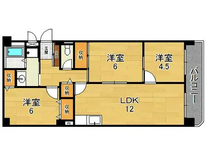 ソレイユ二番館(3LDK/4階)の間取り写真