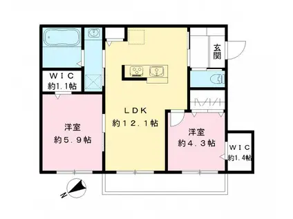 ラメール(2LDK/2階)の間取り写真