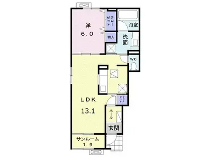 カーサ・ヴィバーチェ(1LDK/1階)の間取り写真