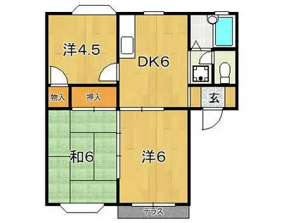 フジハイツ(3DK/1階)の間取り写真