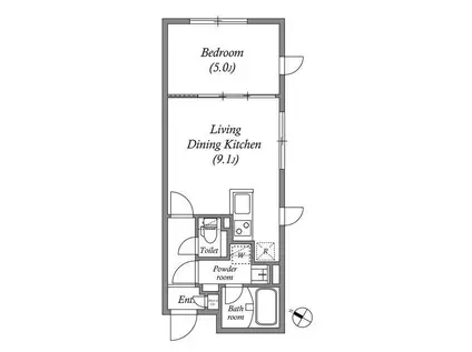 PASEO芦花公園(1LDK/4階)の間取り写真