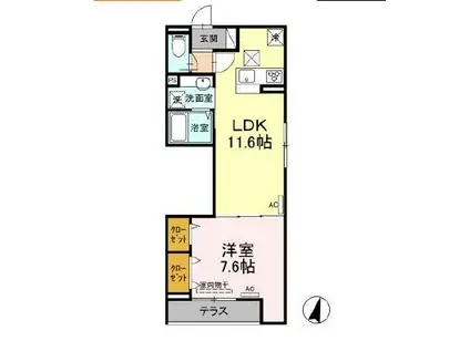 エクセリア上鷺宮II(1LDK/1階)の間取り写真
