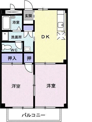 テラス美和(2DK/2階)の間取り写真