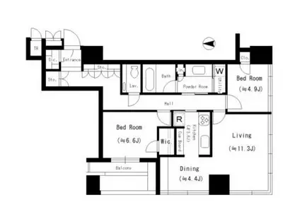 サ・レシテンス三田(2LDK/15階)の間取り写真