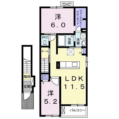 レガーロ(2LDK/2階)の間取り写真